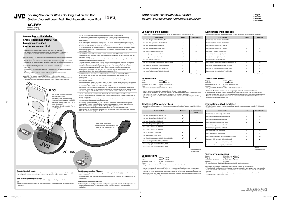 JVC AC-RS5 User Manual | 2 pages