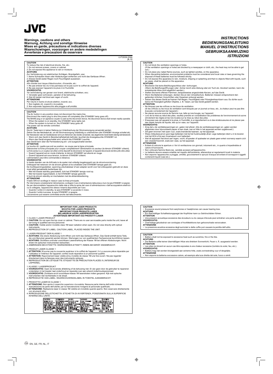 JVC UX-LP66 User Manual | 2 pages