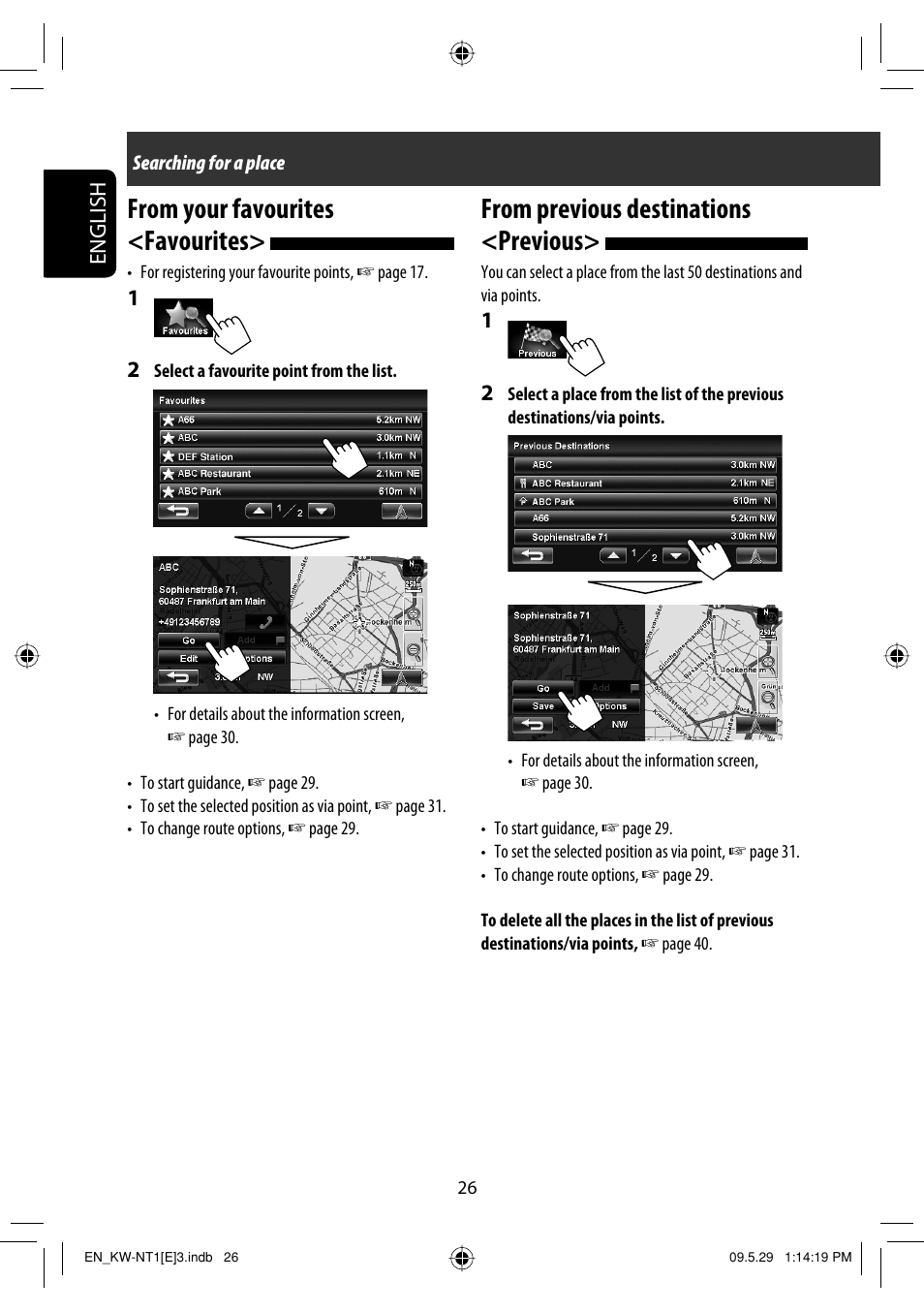 From your favourites <favourites, From previous destinations <previous, English | JVC KW-NT1 User Manual | Page 28 / 275