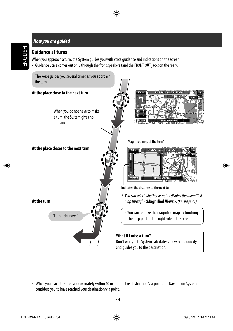 English guidance at turns | JVC KW-NT1 User Manual | Page 36 / 275