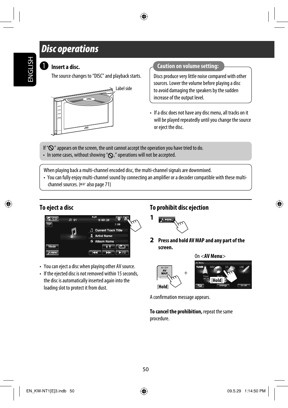 Disc operations | JVC KW-NT1 User Manual | Page 52 / 275