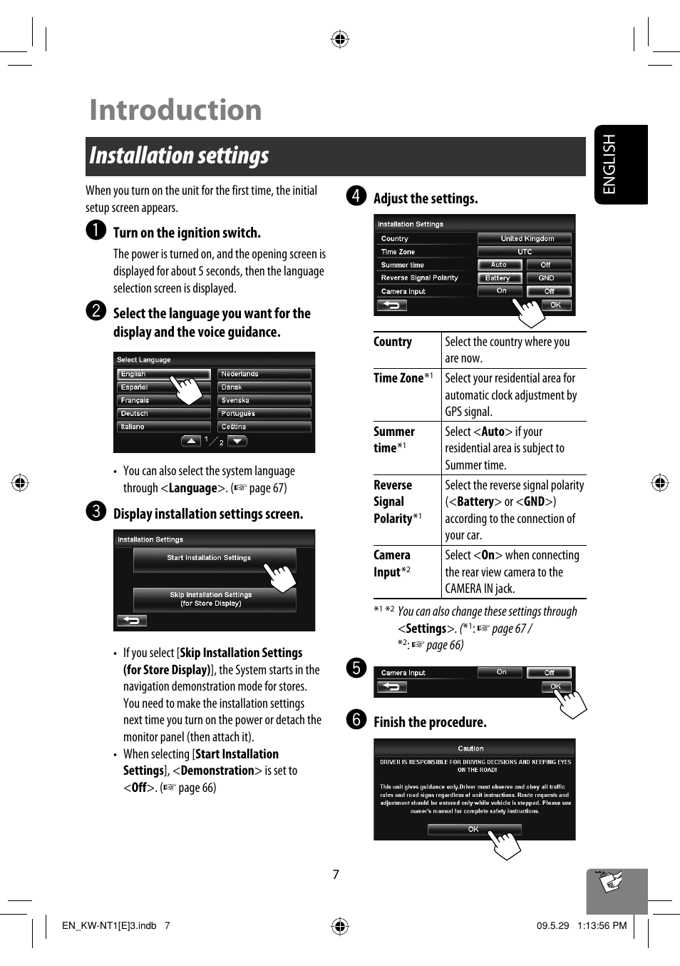 Introduction, Installation settings, English | JVC KW-NT1 User Manual | Page 9 / 275