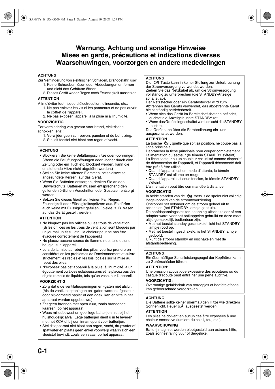 JVC UX-G200 User Manual | Page 2 / 78