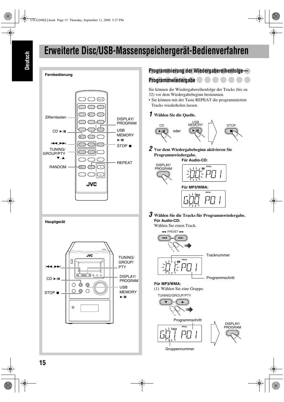 Deutsch | JVC UX-G200 User Manual | Page 20 / 78