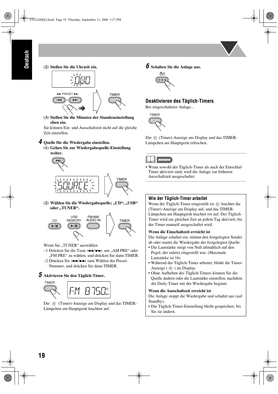 Deutsch | JVC UX-G200 User Manual | Page 24 / 78