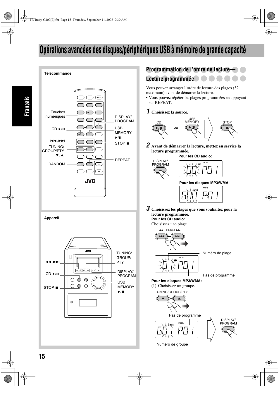 Français | JVC UX-G200 User Manual | Page 44 / 78