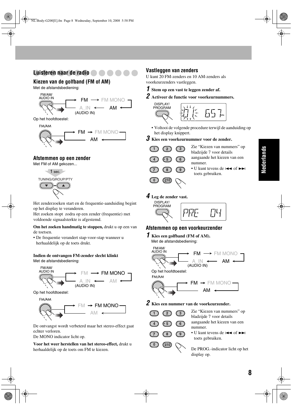 Nederlands luisteren naar de radio | JVC UX-G200 User Manual | Page 61 / 78