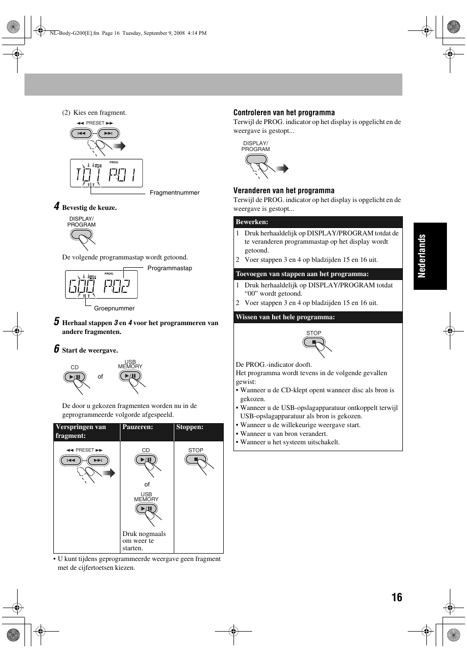 Nederlands | JVC UX-G200 User Manual | Page 69 / 78