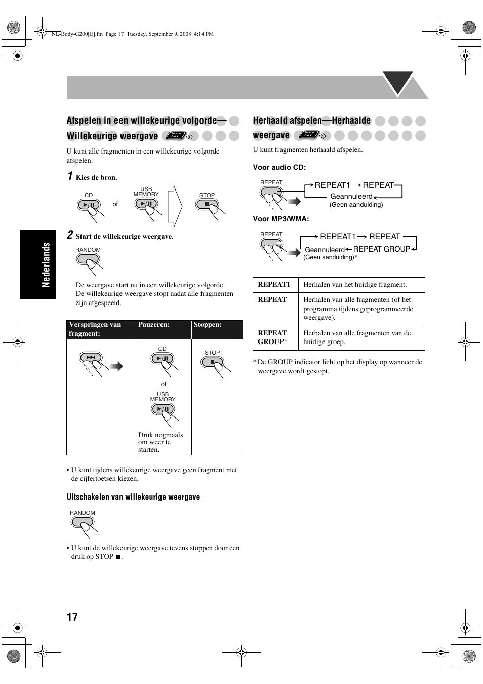 Herhaald afspelen—herhaalde weergave | JVC UX-G200 User Manual | Page 70 / 78