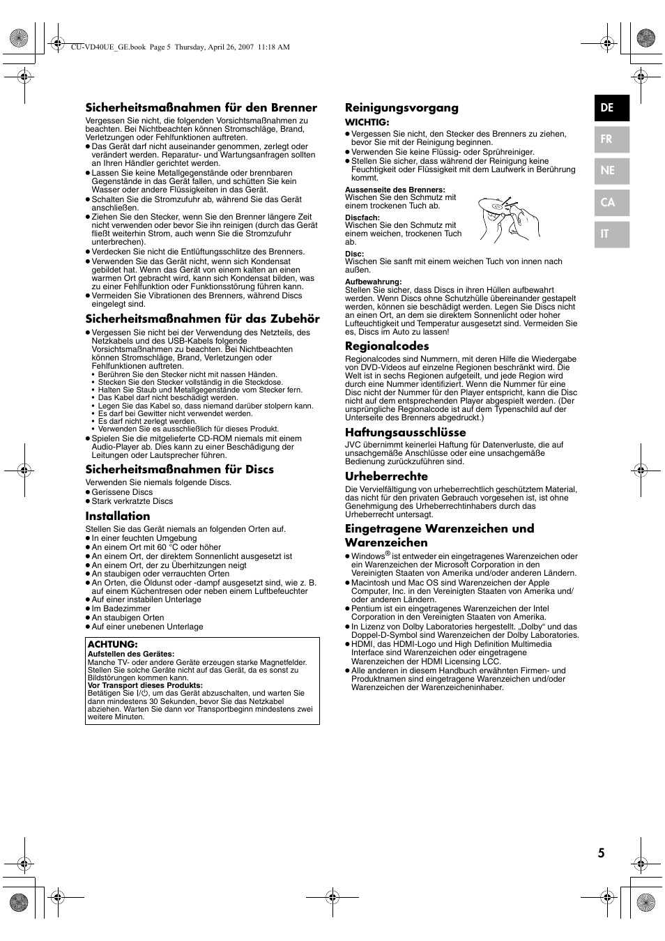 JVC CU-VD40 User Manual | Page 5 / 132