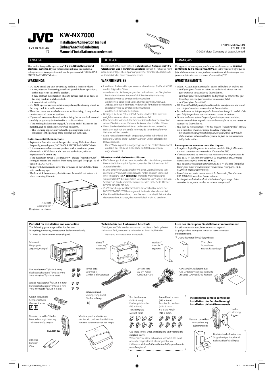 JVC KW-NX7000 User Manual | 6 pages