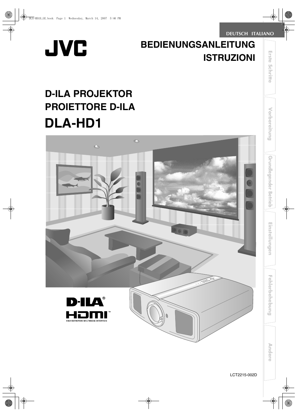 JVC DLA-HD1 User Manual | 108 pages