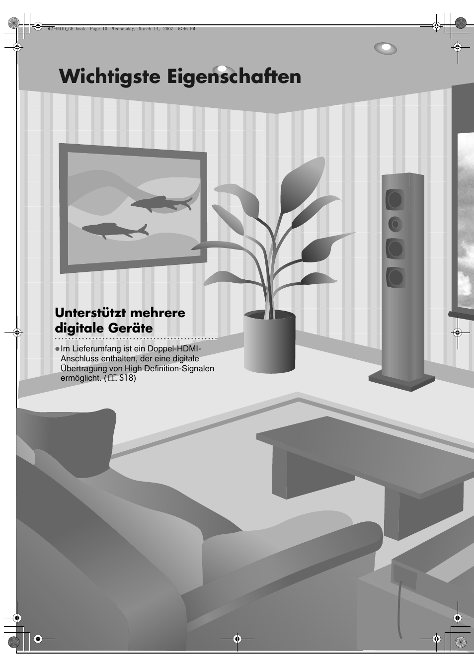 Wichtigste eigenschaften, Unterstützt mehrere digitale geräte | JVC DLA-HD1 User Manual | Page 10 / 108