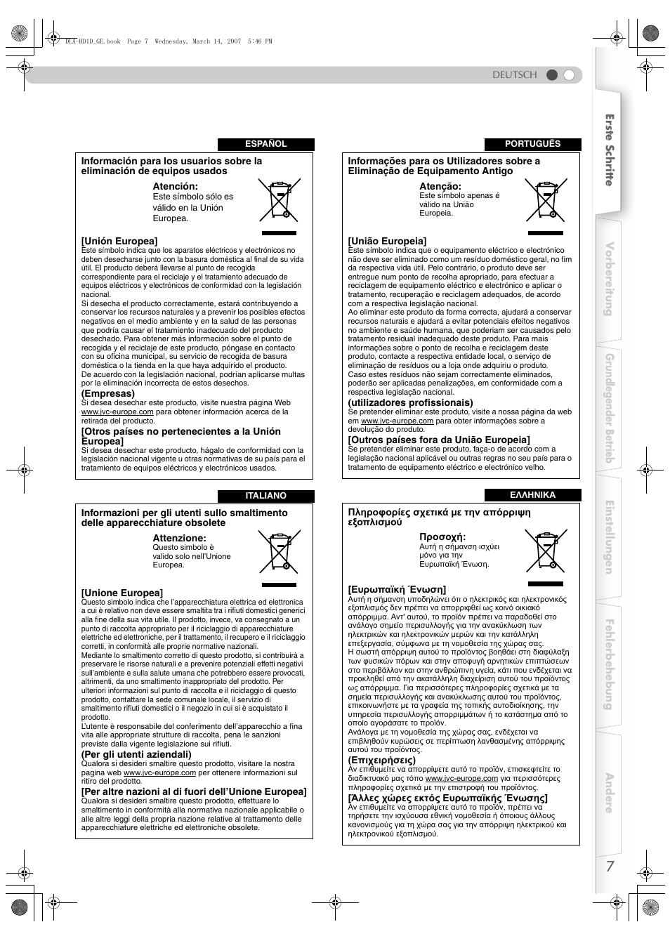 JVC DLA-HD1 User Manual | Page 7 / 108