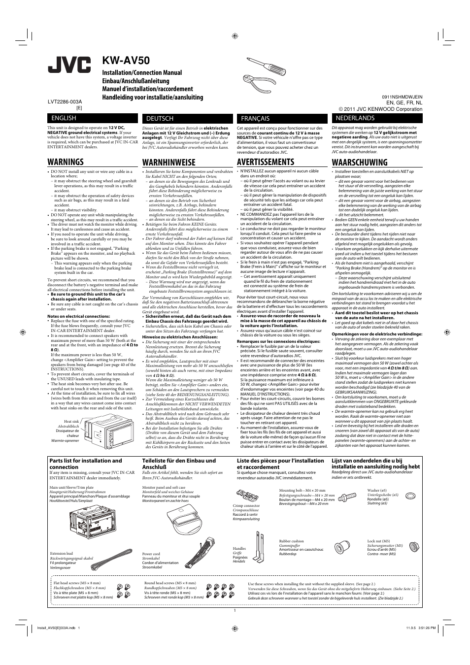 JVC KW-AV50 User Manual | 6 pages