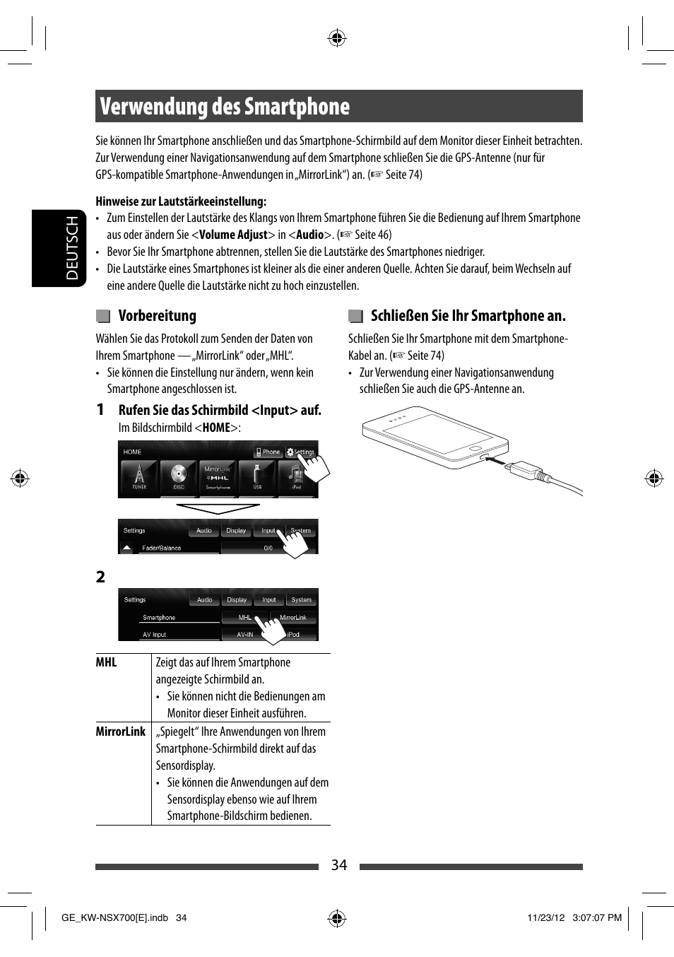 Verwendung des smartphone | JVC KW-NSX700 User Manual | Page 110 / 309