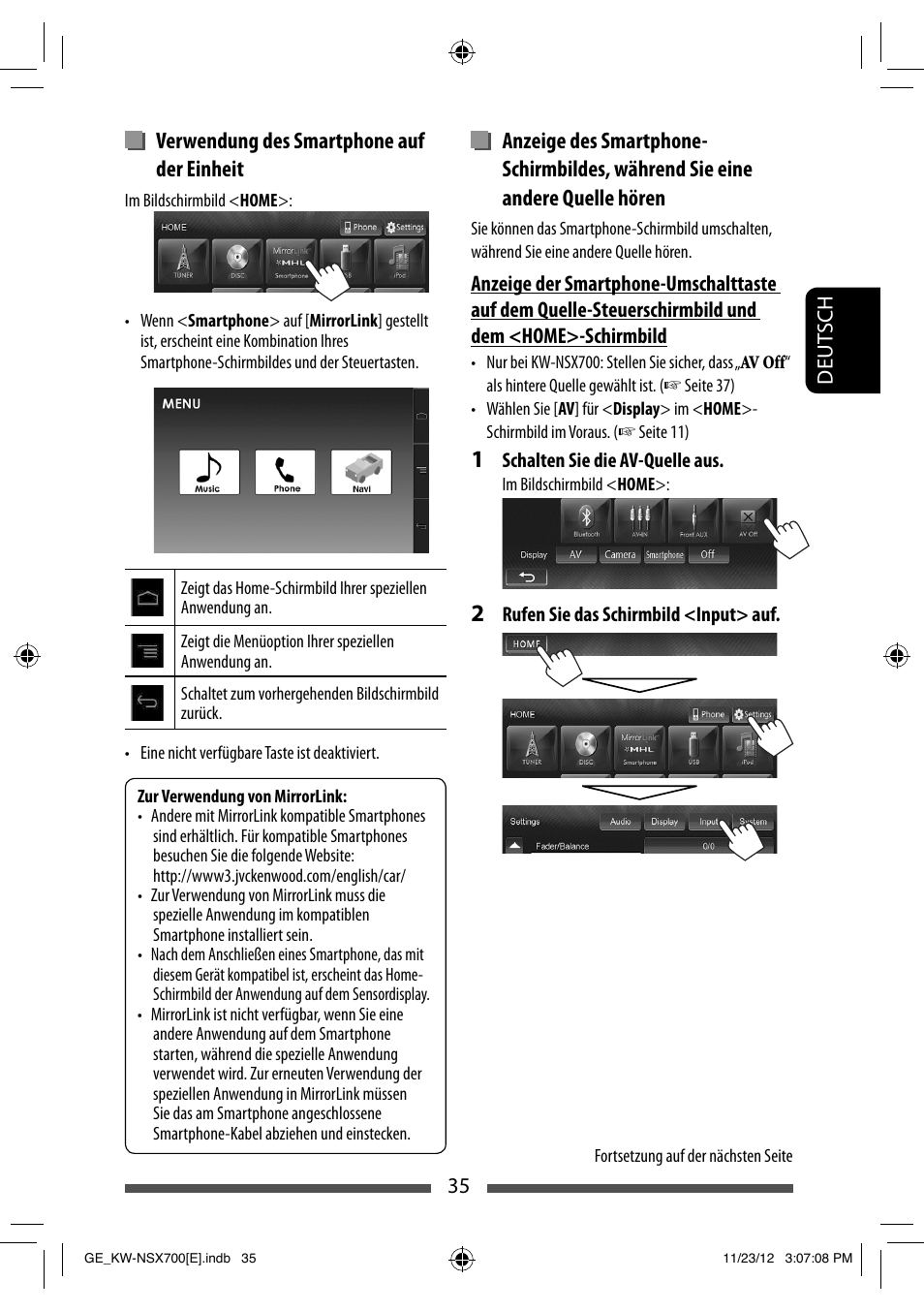 Verwendung des smartphone auf der einheit | JVC KW-NSX700 User Manual | Page 111 / 309