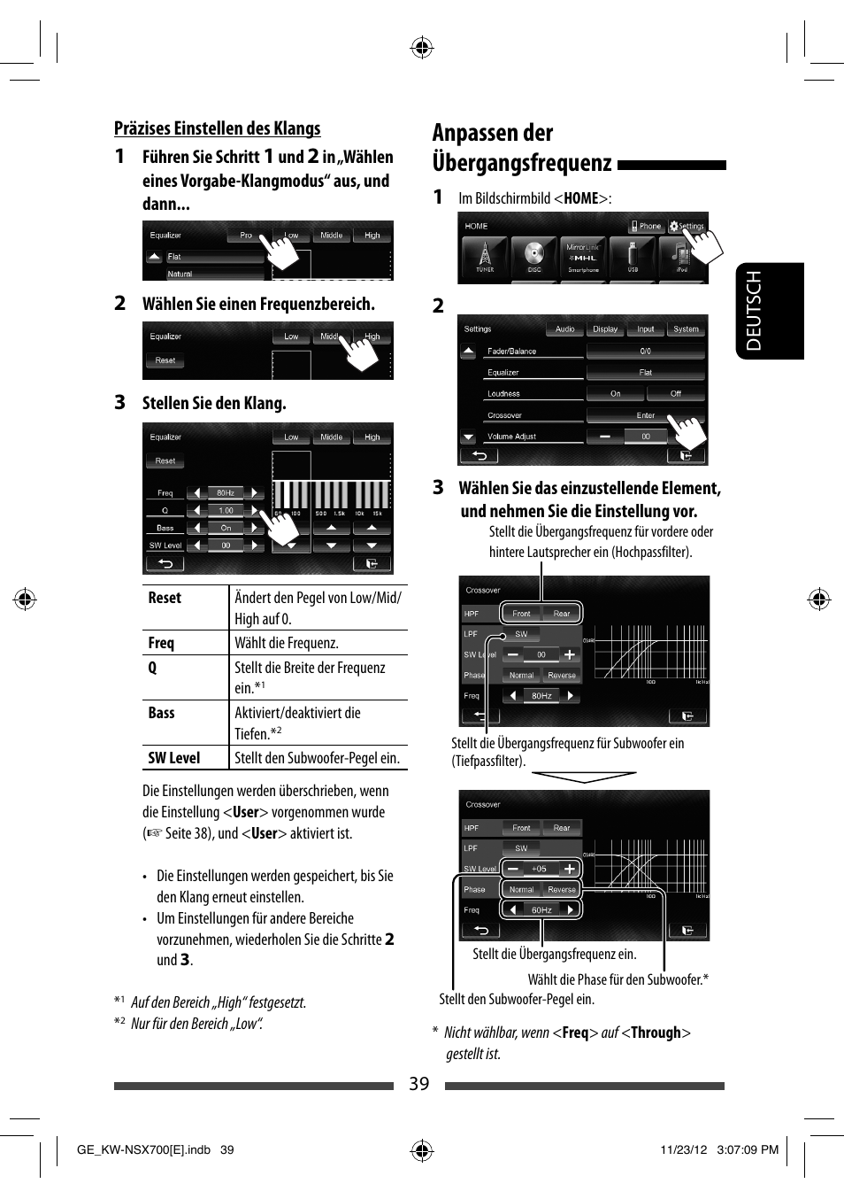 Anpassen der übergangsfrequenz | JVC KW-NSX700 User Manual | Page 115 / 309