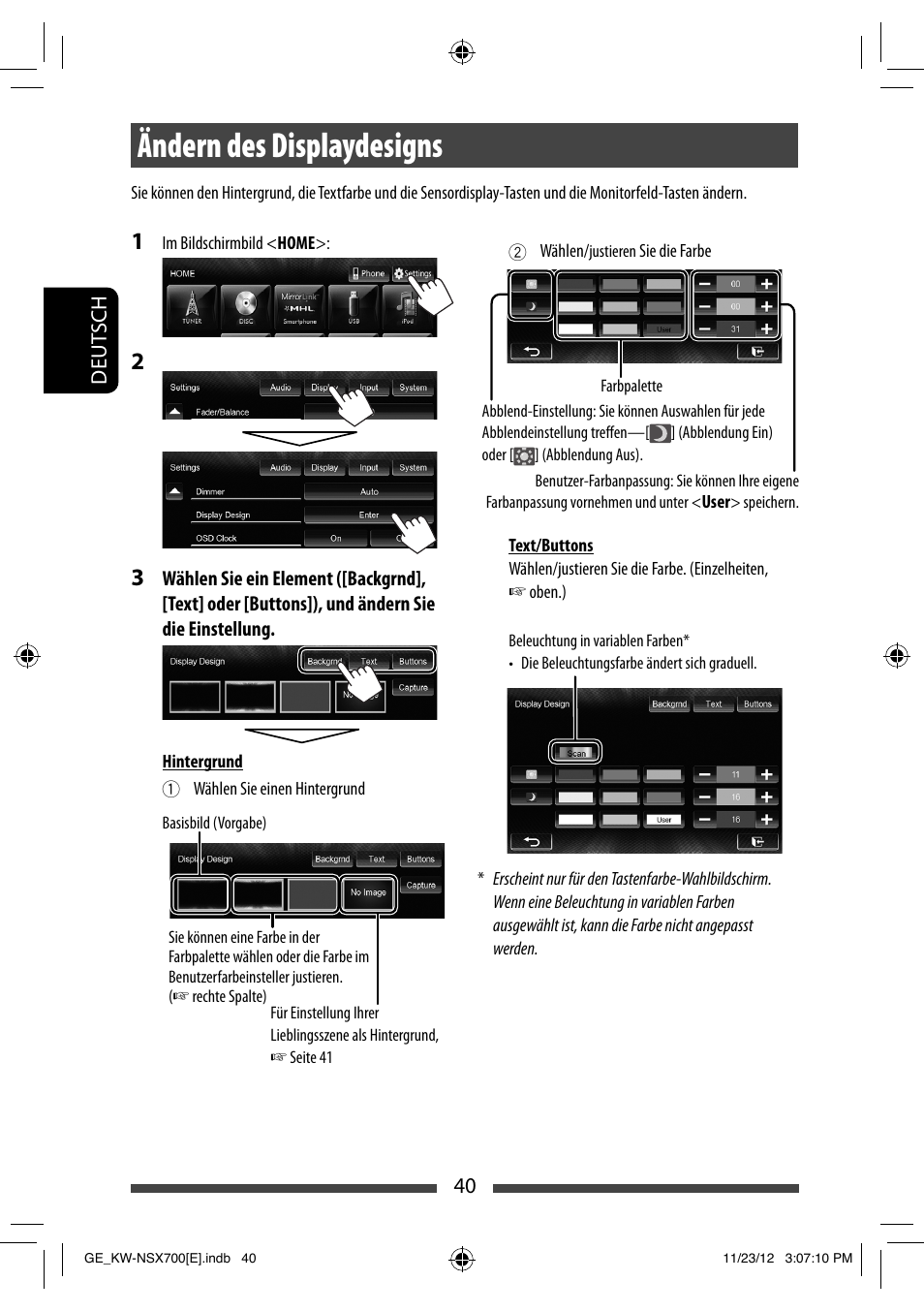 Ändern des displaydesigns | JVC KW-NSX700 User Manual | Page 116 / 309