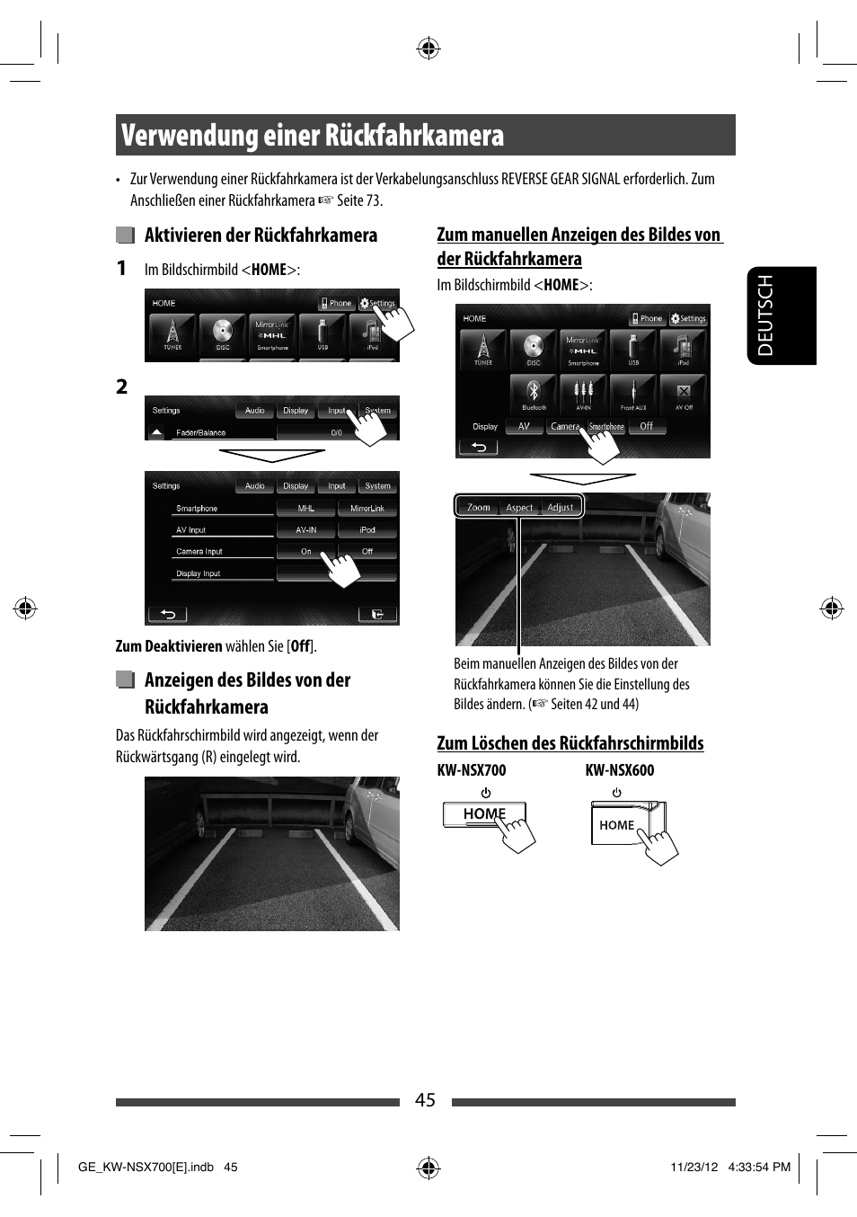 Verwendung einer rückfahrkamera | JVC KW-NSX700 User Manual | Page 121 / 309