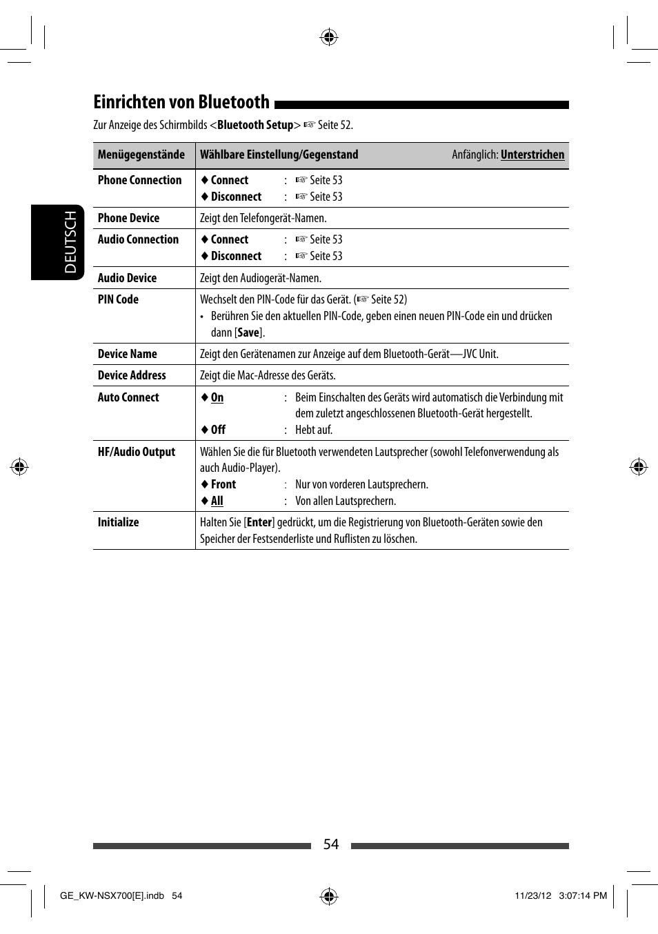 Einrichten von bluetooth | JVC KW-NSX700 User Manual | Page 130 / 309