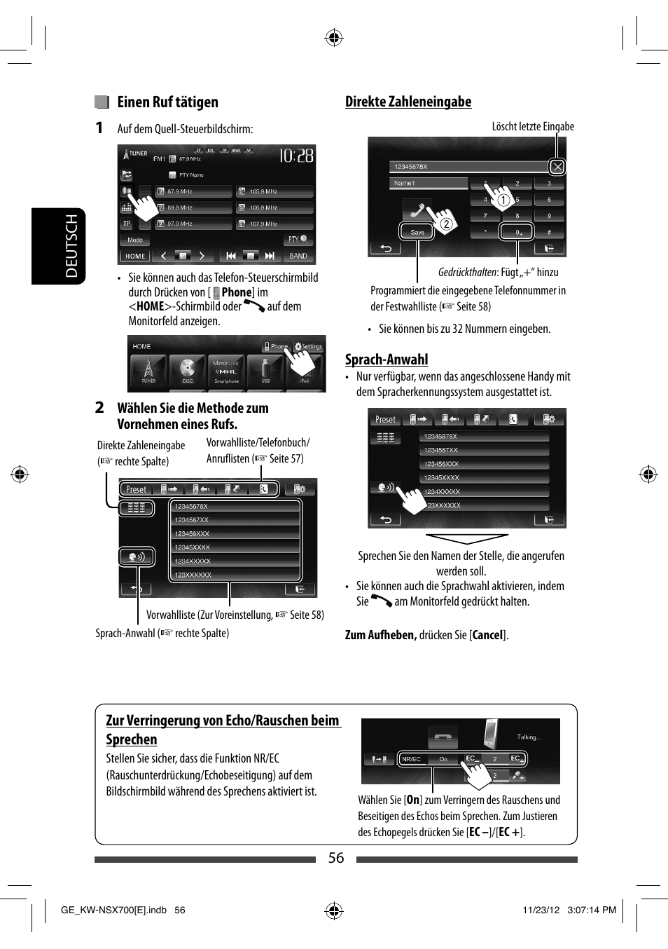 Einen ruf tätigen | JVC KW-NSX700 User Manual | Page 132 / 309