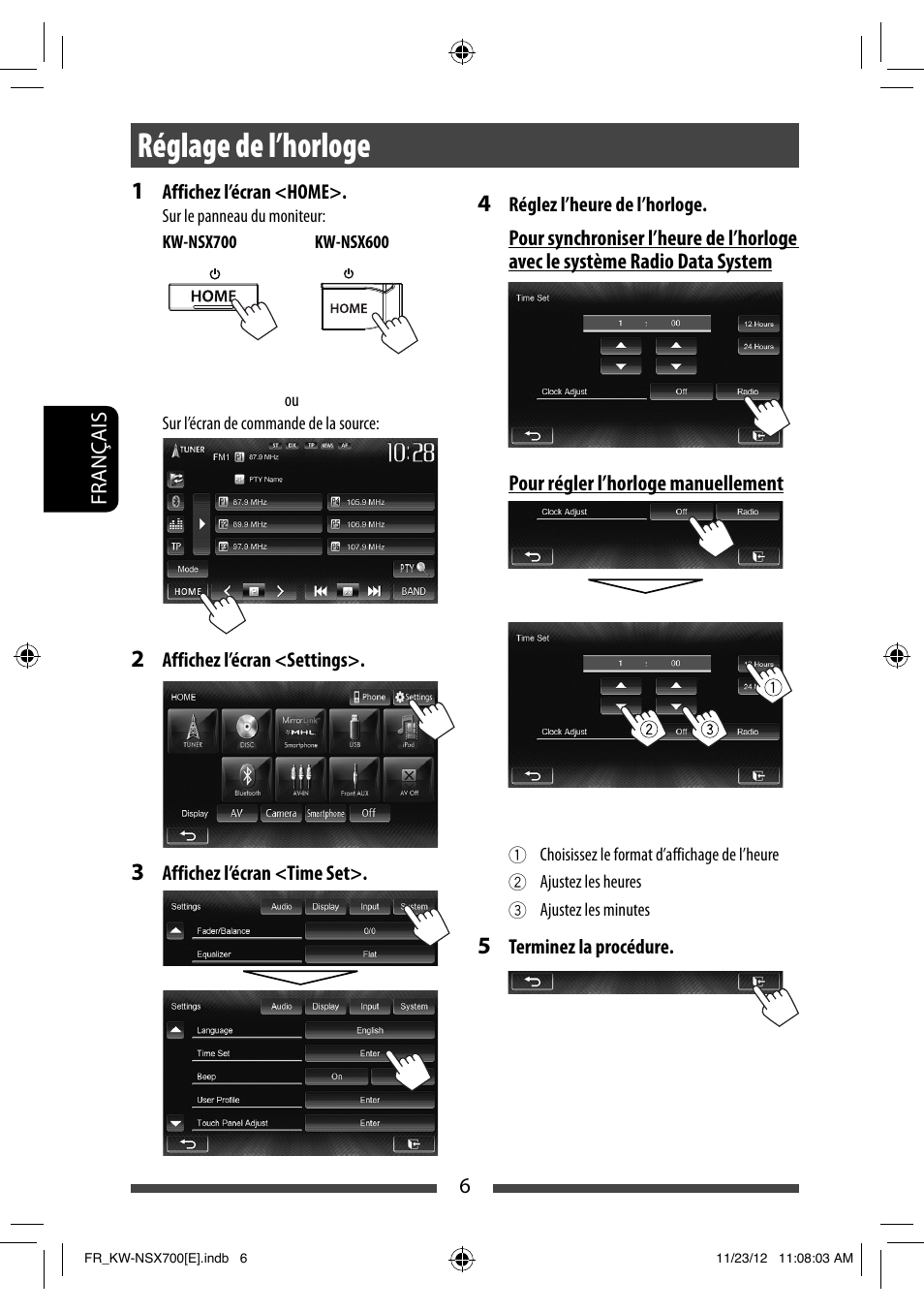 Réglage de l’horloge | JVC KW-NSX700 User Manual | Page 158 / 309