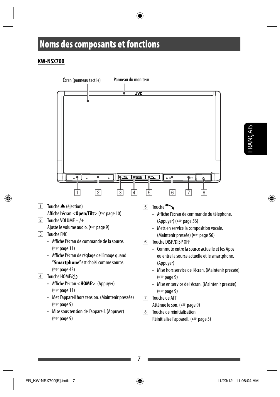 Noms des composants et fonctions | JVC KW-NSX700 User Manual | Page 159 / 309