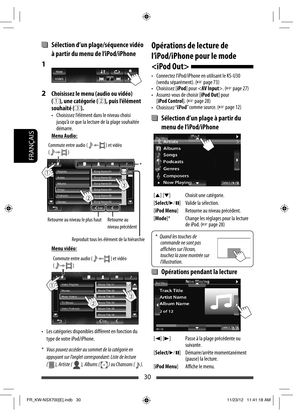 Opérations pendant la lecture | JVC KW-NSX700 User Manual | Page 182 / 309