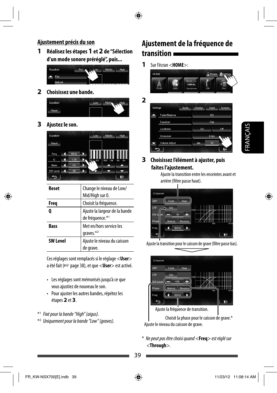 Ajustement de la fréquence de transition | JVC KW-NSX700 User Manual | Page 191 / 309