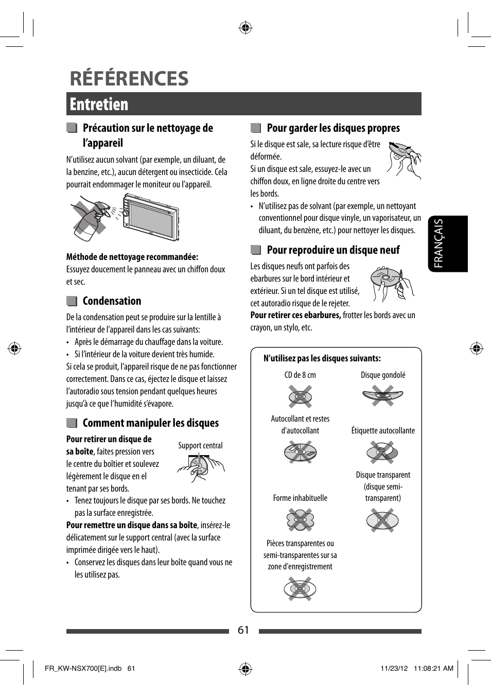 Références, Entretien | JVC KW-NSX700 User Manual | Page 213 / 309