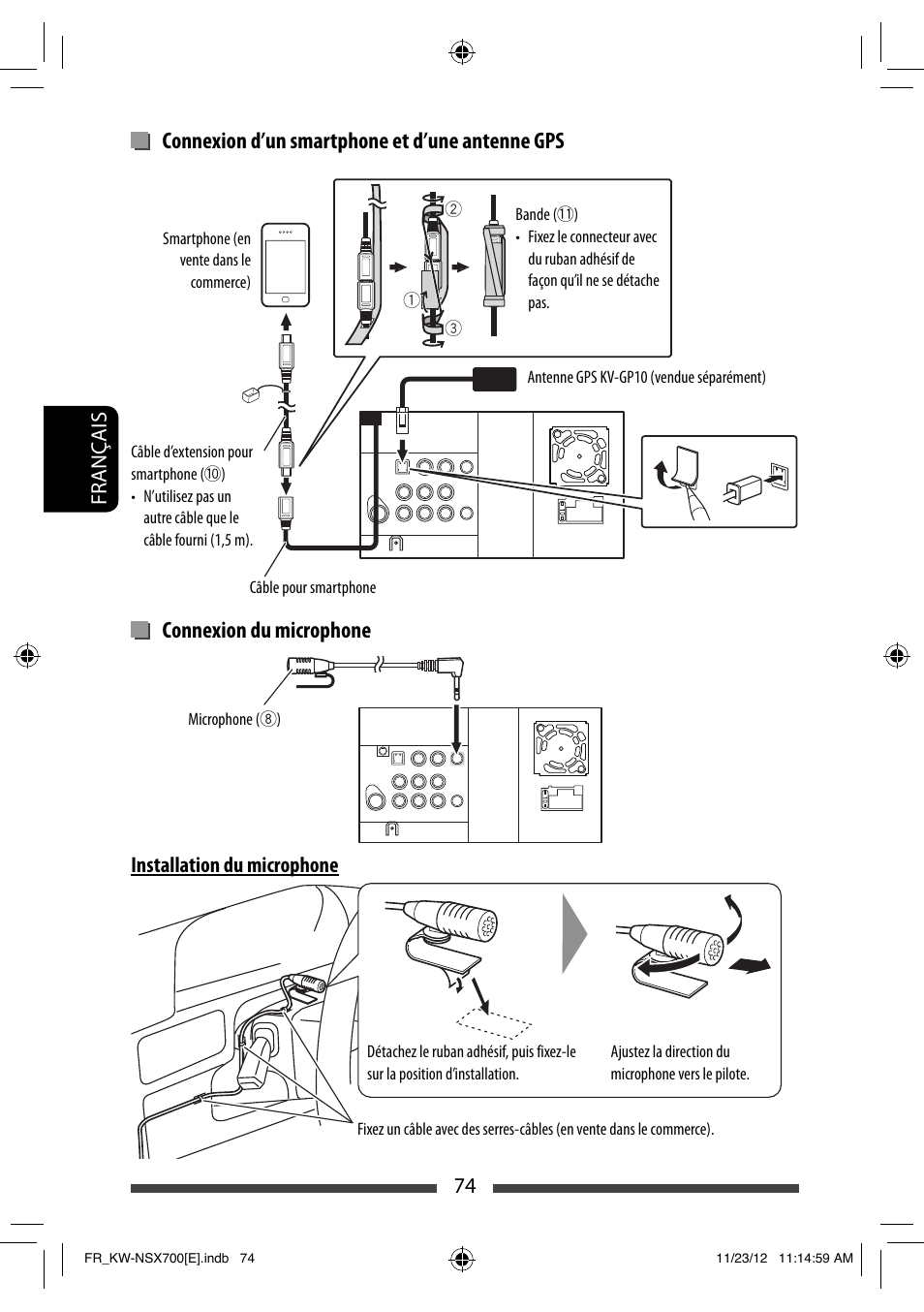 74 français, Installation du microphone | JVC KW-NSX700 User Manual | Page 226 / 309