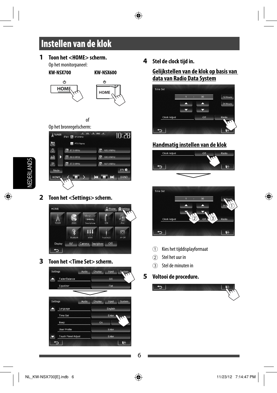 Instellen van de klok | JVC KW-NSX700 User Manual | Page 234 / 309