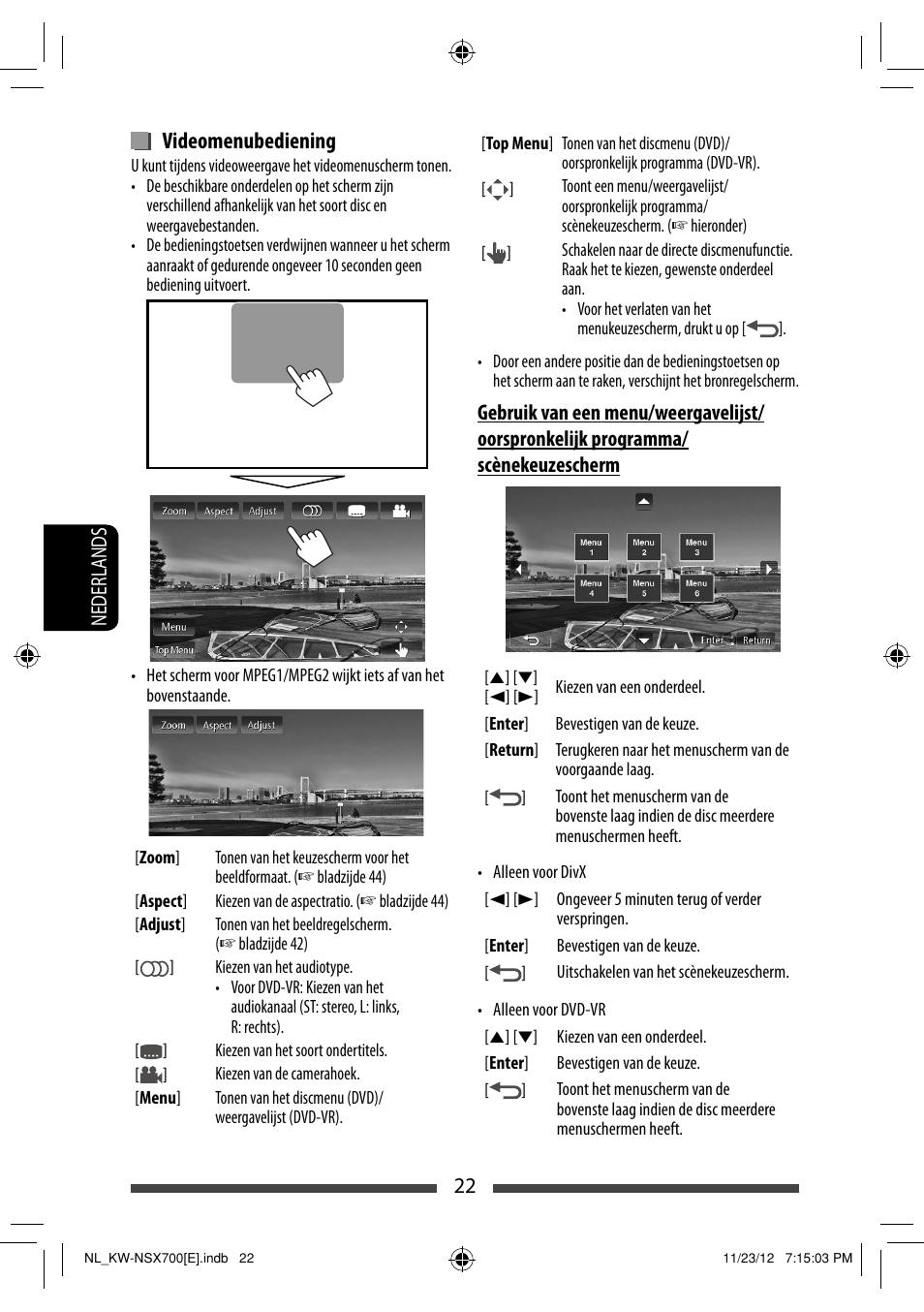 Videomenubediening | JVC KW-NSX700 User Manual | Page 250 / 309