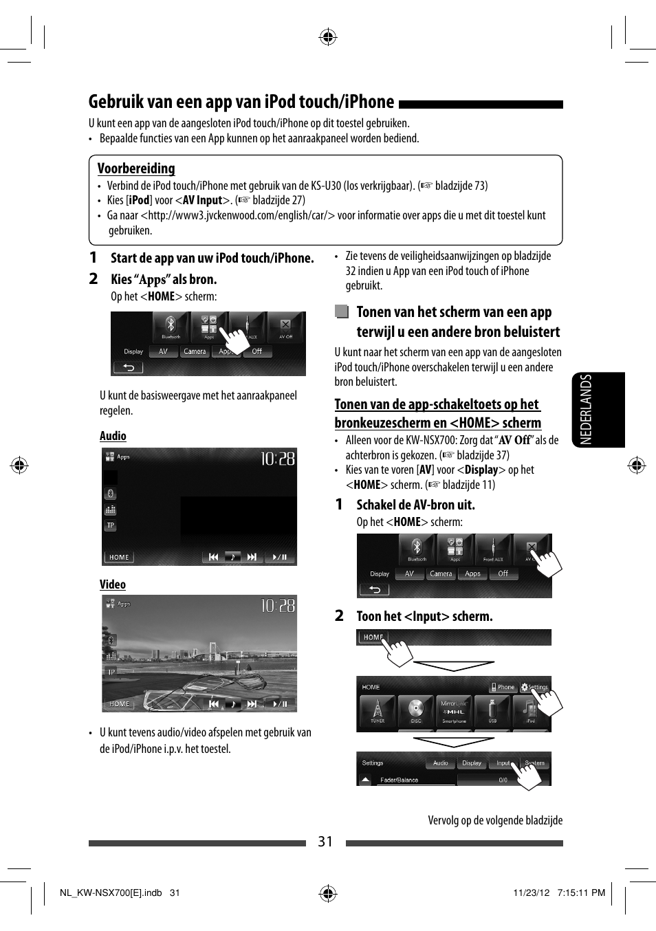 Gebruik van een app van ipod touch/iphone | JVC KW-NSX700 User Manual | Page 259 / 309