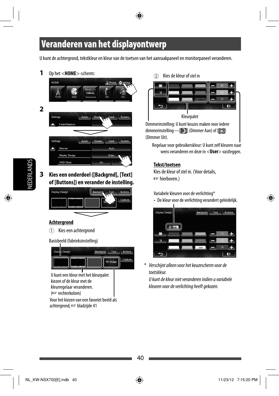 Veranderen van het displayontwerp | JVC KW-NSX700 User Manual | Page 268 / 309