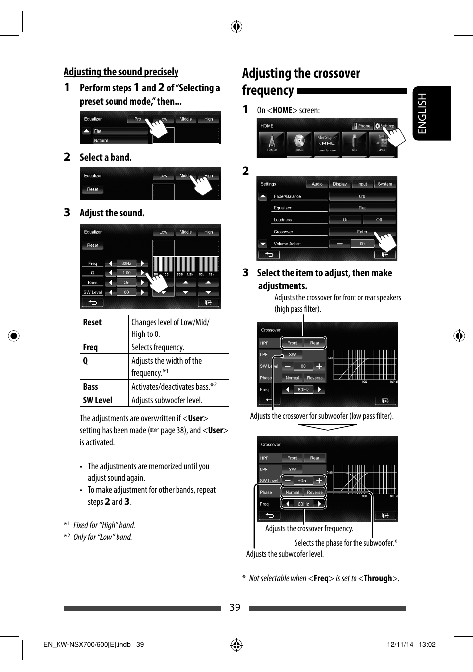 Adjusting the crossover frequency | JVC KW-NSX700 User Manual | Page 39 / 309