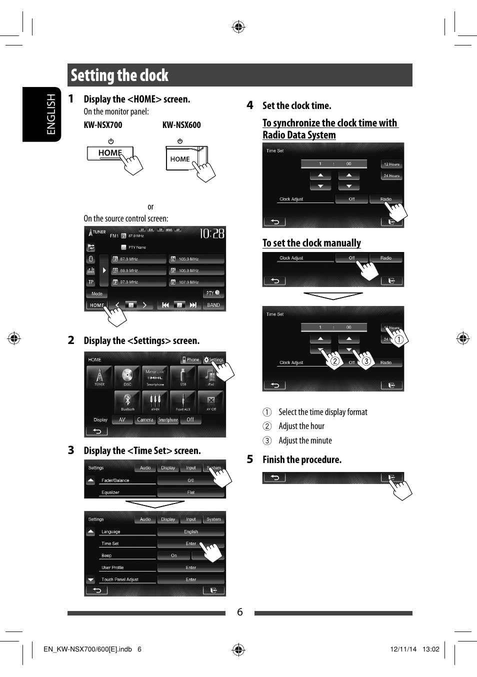 Setting the clock | JVC KW-NSX700 User Manual | Page 6 / 309