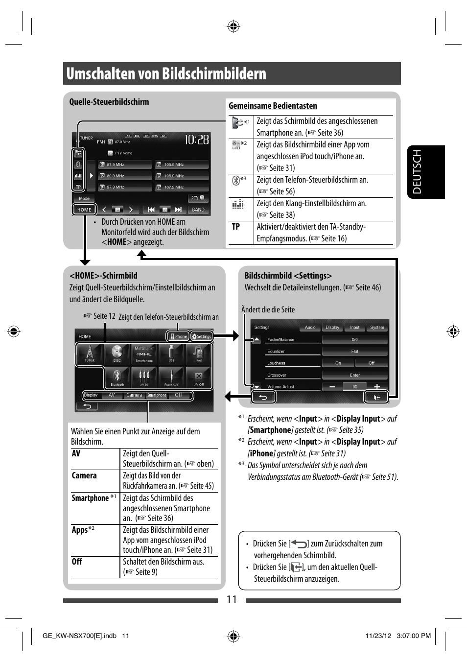 Umschalten von bildschirmbildern, 11 deut sch | JVC KW-NSX700 User Manual | Page 87 / 309