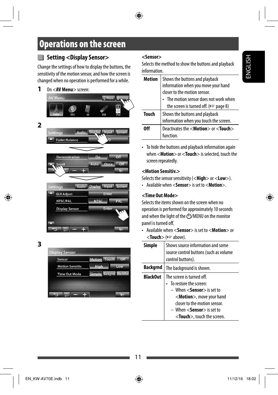 Operations on the screen | JVC KW-AV70BT User Manual | Page 11 / 293