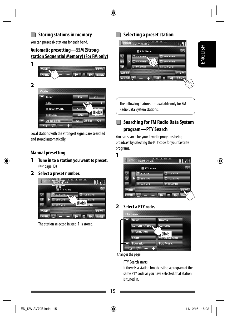 JVC KW-AV70BT User Manual | Page 15 / 293