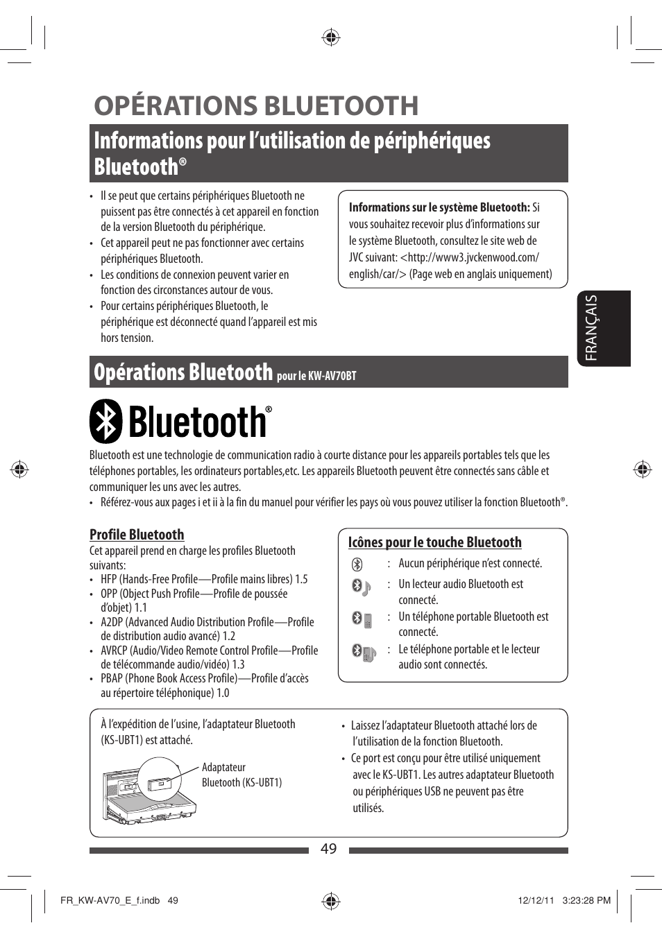 Opérations bluetooth | JVC KW-AV70BT User Manual | Page 193 / 293