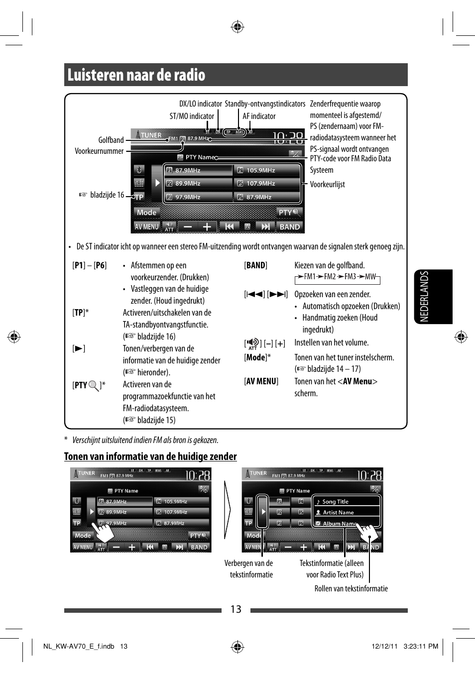 Luisteren naar de radio | JVC KW-AV70BT User Manual | Page 229 / 293