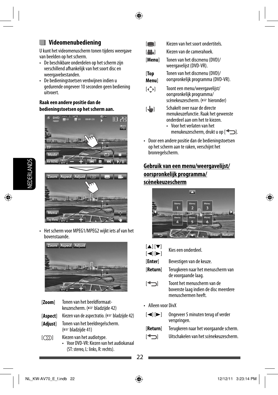 Videomenubediening | JVC KW-AV70BT User Manual | Page 238 / 293