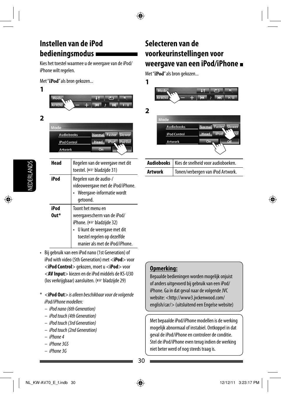 Instellen van de ipod bedieningsmodus | JVC KW-AV70BT User Manual | Page 246 / 293