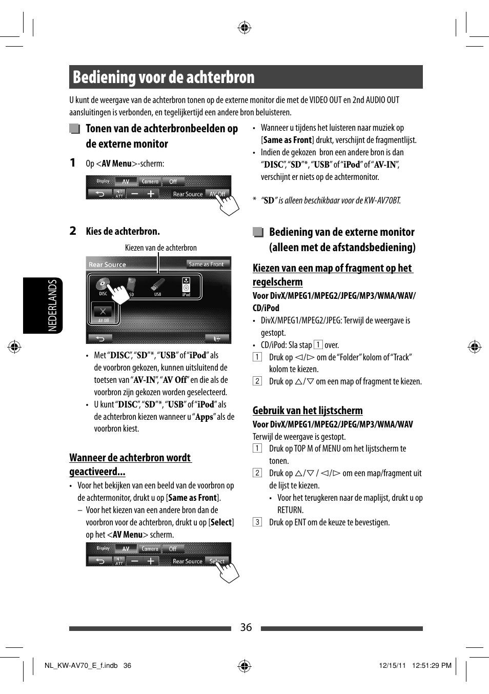 Bediening voor de achterbron | JVC KW-AV70BT User Manual | Page 252 / 293