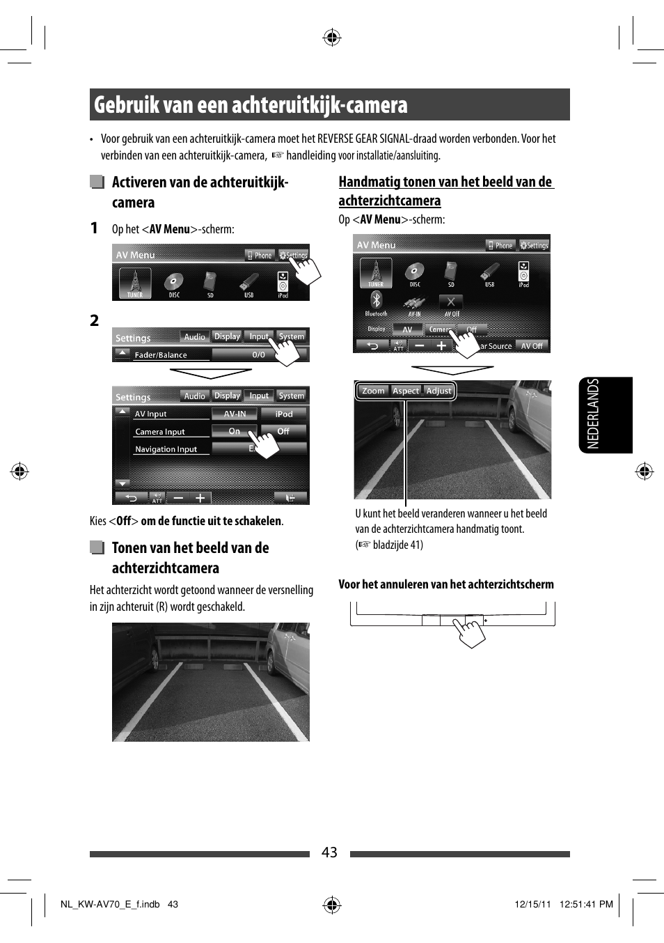 Gebruik van een achteruitkijk-camera | JVC KW-AV70BT User Manual | Page 259 / 293