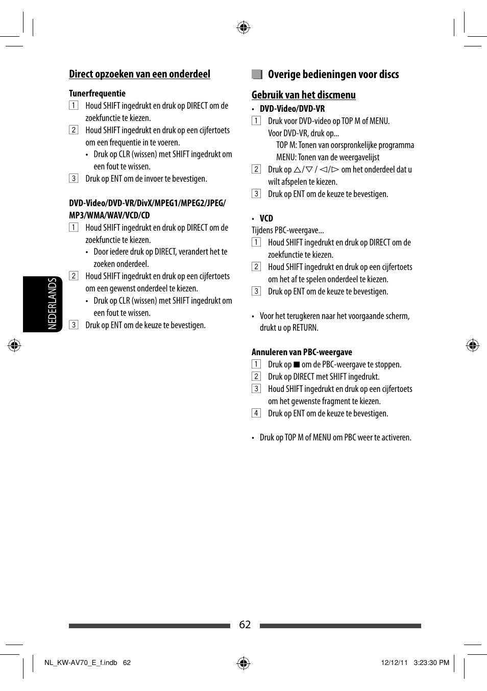 Overige bedieningen voor discs | JVC KW-AV70BT User Manual | Page 278 / 293