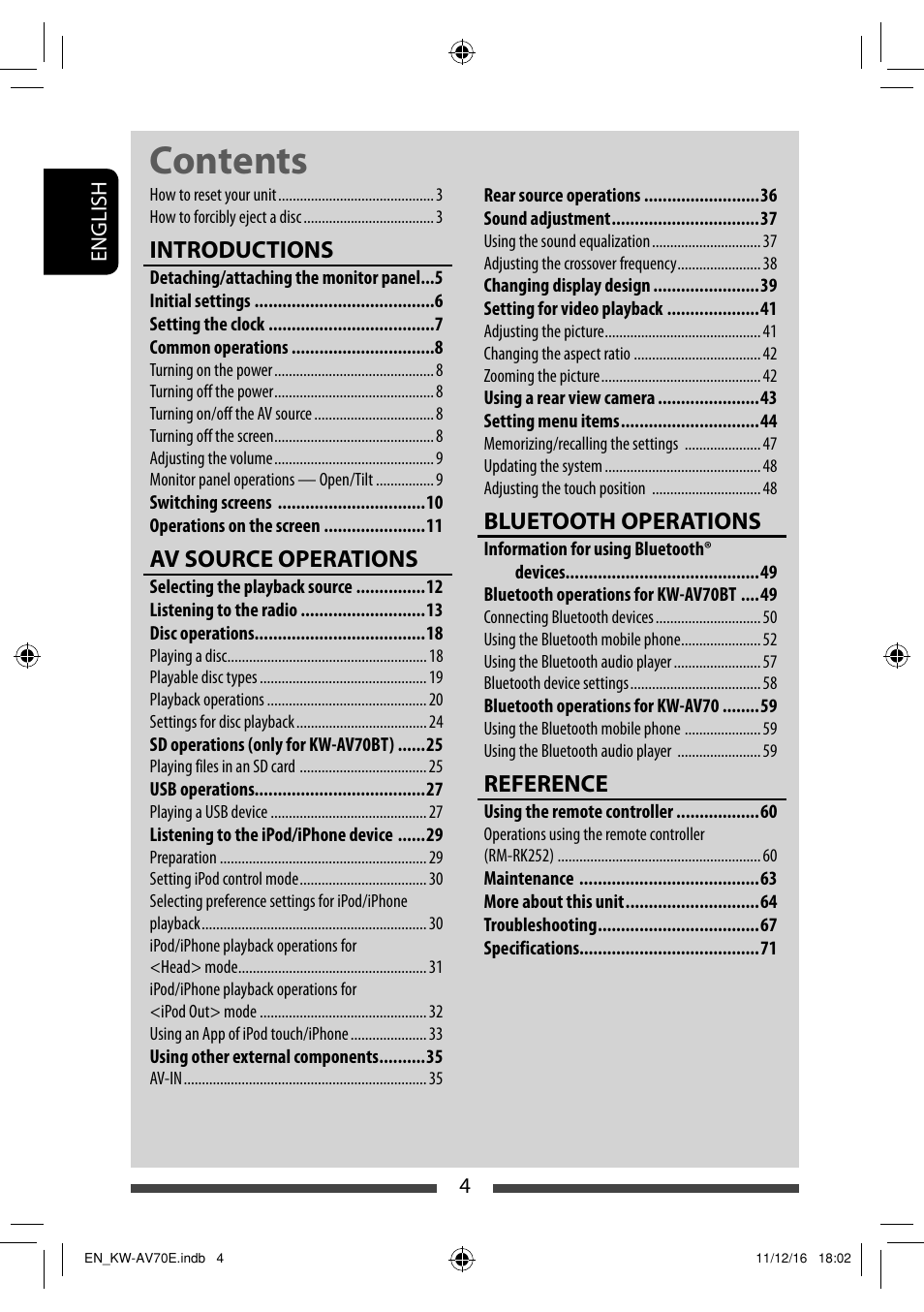 JVC KW-AV70BT User Manual | Page 4 / 293