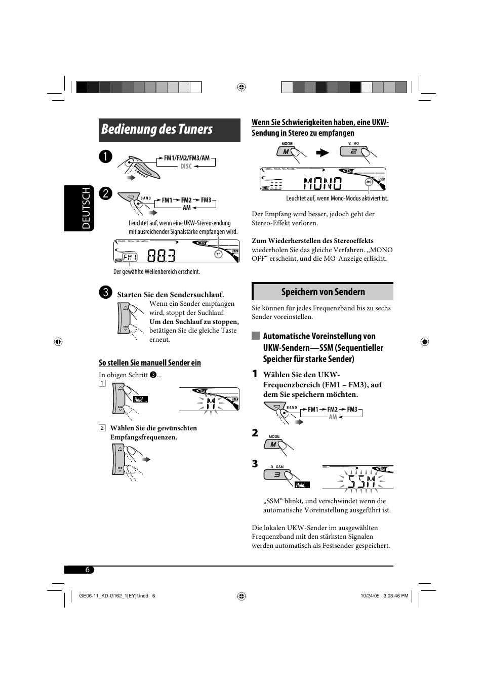 Bedienung des tuners | JVC kd-g162 User Manual | Page 22 / 50